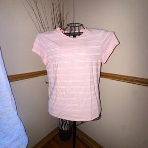 Time and Tru Light Pink Striped Short Sleeve Tee